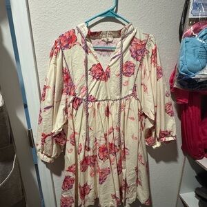 Floral Cream and Pink Dress